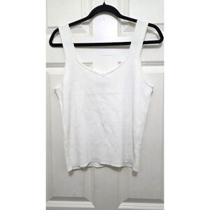 NWT Mohito Women's White Ribbed Knit Sleeveless Tank Top With V-Neckline Size L